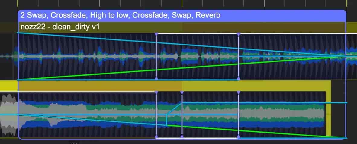 Transition with various EQ and filter effects