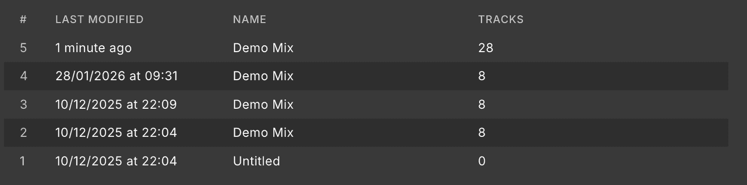 Auto-save and version history dj studio