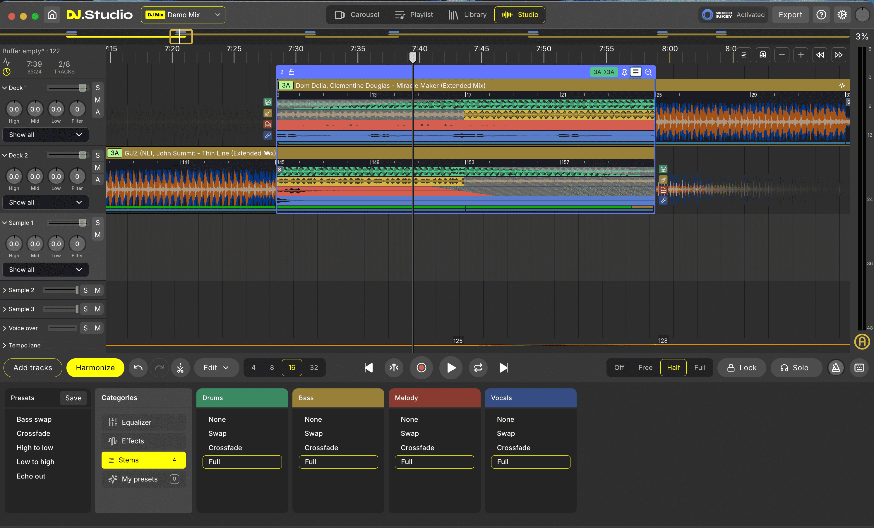 dj studio stem separation