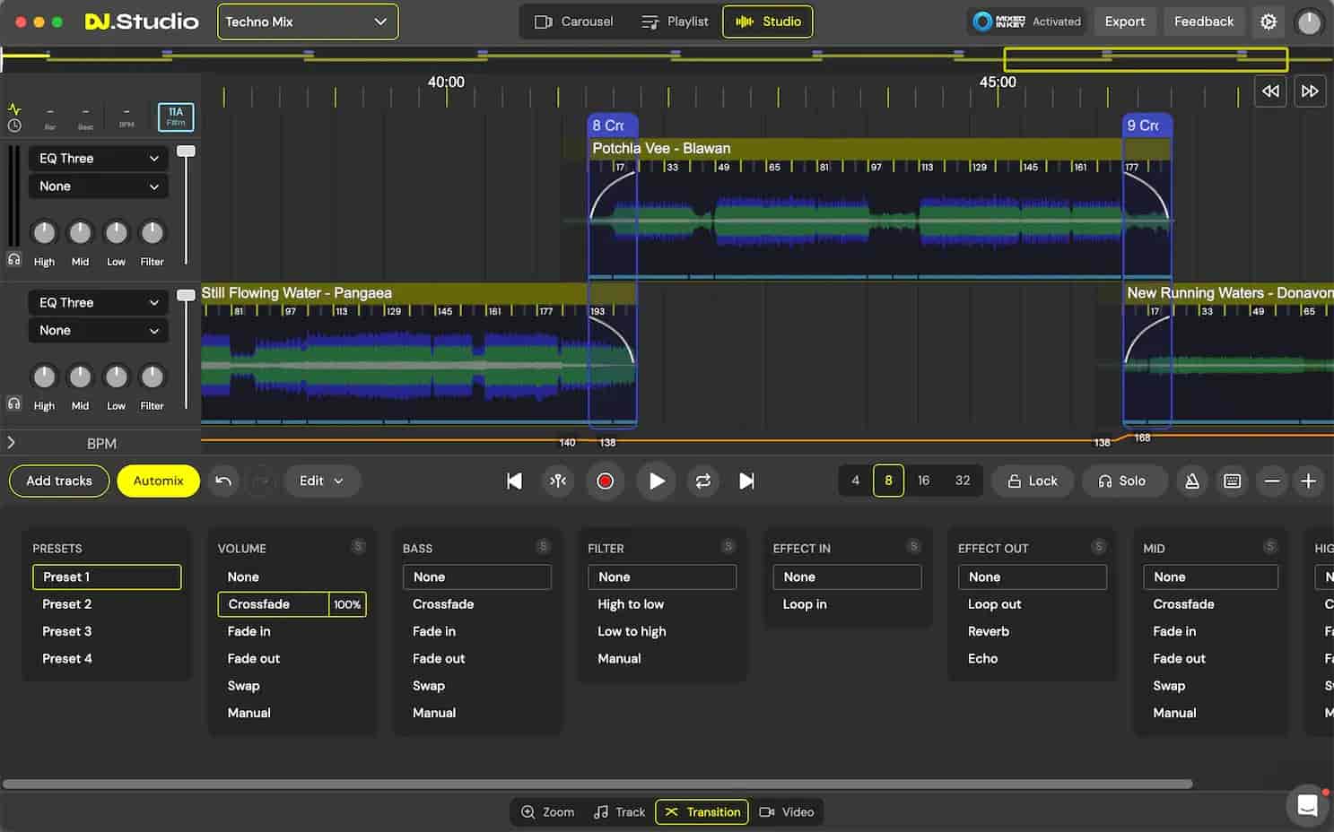 dj studio transition editor