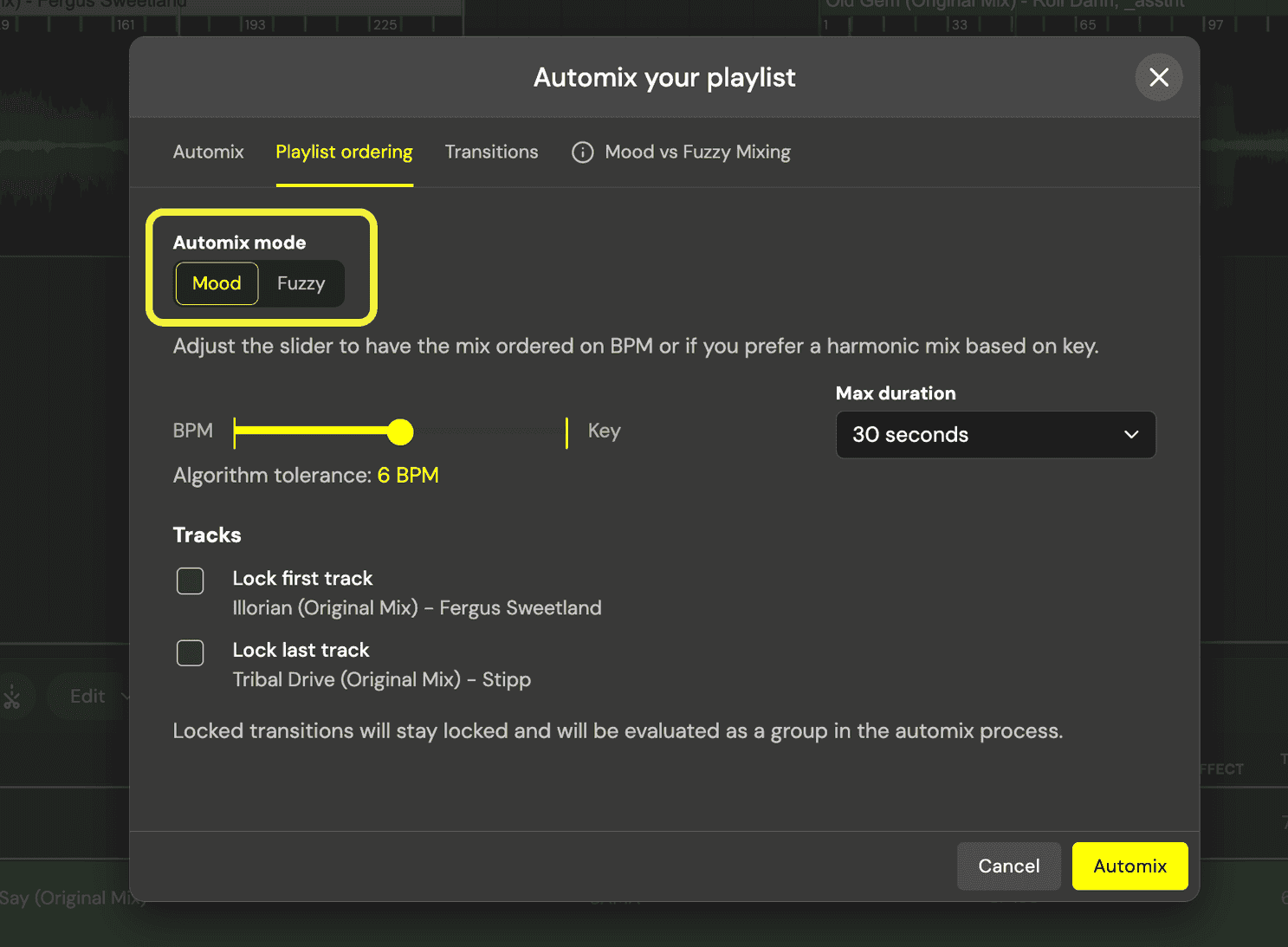 dj studio fuzzy keymixing automix