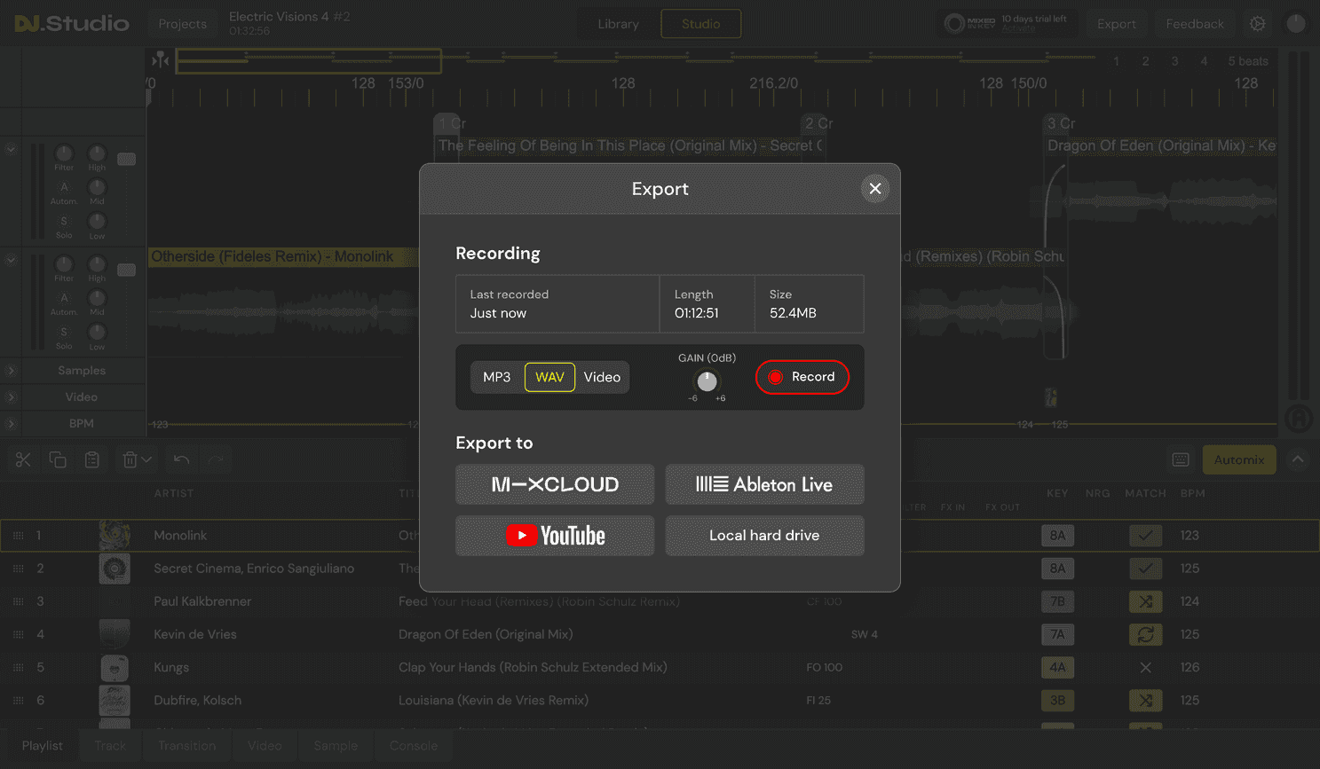 Export options