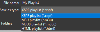 choose vlc playlist filetype.