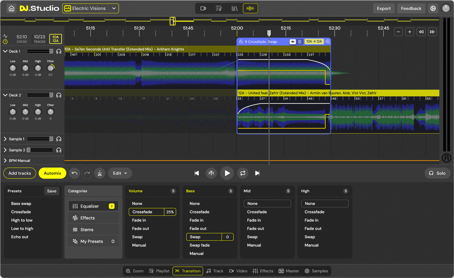 DJ Mix on a timeline for Windows