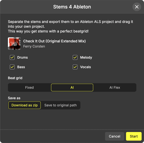 Export your Stems to Ableton